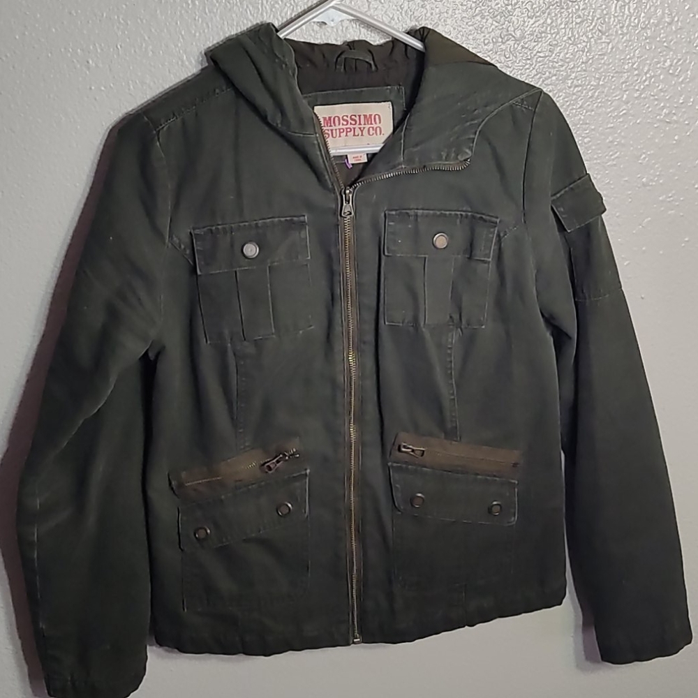 Green denim jacket